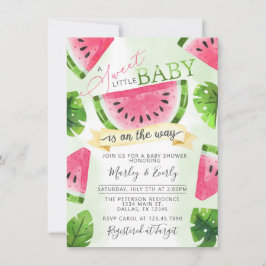 Invitación de Baby Shower a la sandía rosa tropica