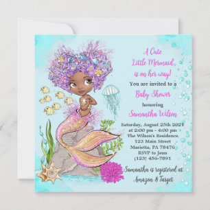Invitación de Baby Shower a la sirena africana