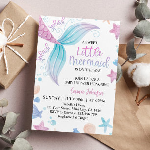 Invitación de Baby Shower a la sirena pastel