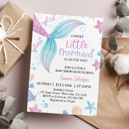 Invitación de Baby Shower a la sirena pastel