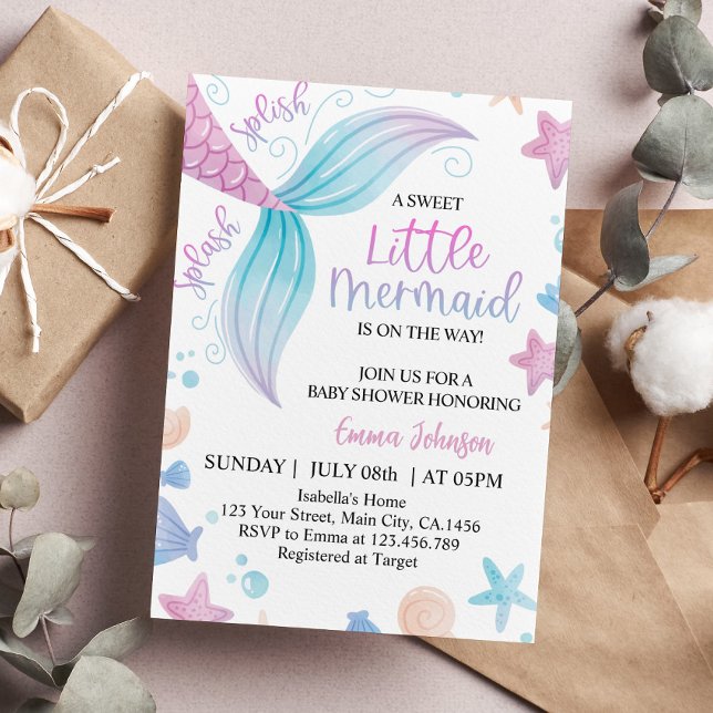 Invitación de Baby Shower a la sirena pastel (Subido por el creador)