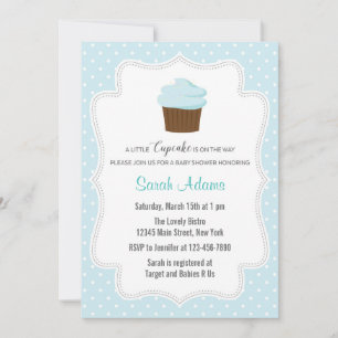 Invitación de Baby Shower a la torta azul