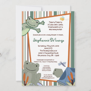 Invitación de Baby Shower a la tortuga de rana de