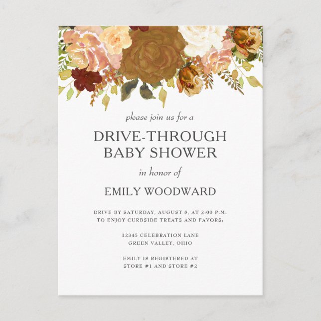 Invitación de Baby Shower a la unidad floral de ot (Anverso)