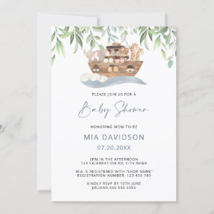 Invitación de Baby Shower a la vegetación arca de