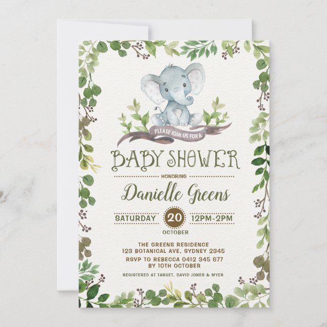 Invitación de Baby Shower a la vegetación folicula (Anverso)