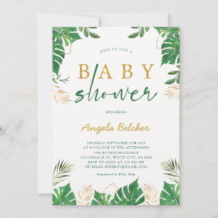 Invitación de Baby Shower a la vegetación tropical