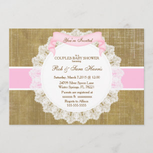 Invitación de Baby Shower a la Vieja Burlap de Rus