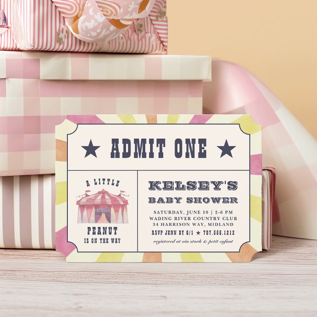 Invitación de Baby Shower a la Viñeta Circus Ticke (Subido por el creador)