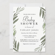 Invitación de Baby Shower a la Wreath de hojas ver