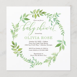 Invitación de Baby Shower a la Wreath Verde, BOHO