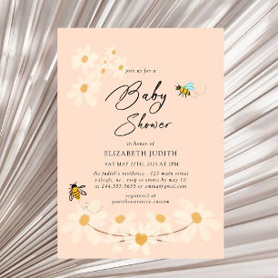 Invitación de Baby Shower a las abejas color rosa