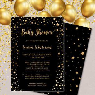 Invitación de Baby Shower a las estrellas negras d