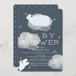 Invitación de Baby Shower a las estrellas y nubes