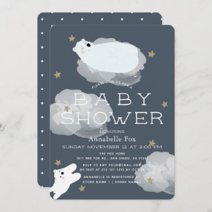 Invitación de Baby Shower a las estrellas y nubes 