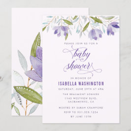 Invitación de Baby Shower a las flores de color mo