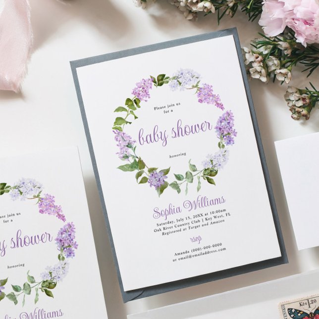 Invitación de Baby Shower a las flores de Lilac ru (Subido por el creador)