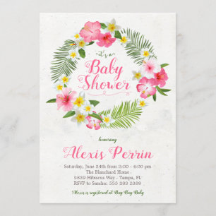 Invitación de Baby Shower a las flores tropicales 