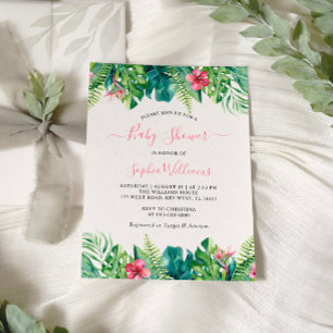 Invitación de Baby Shower a las flores tropicales