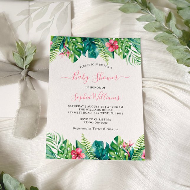 Invitación de Baby Shower a las flores tropicales (Subido por el creador)