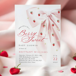 Invitación de Baby Shower a las fresas rosadas