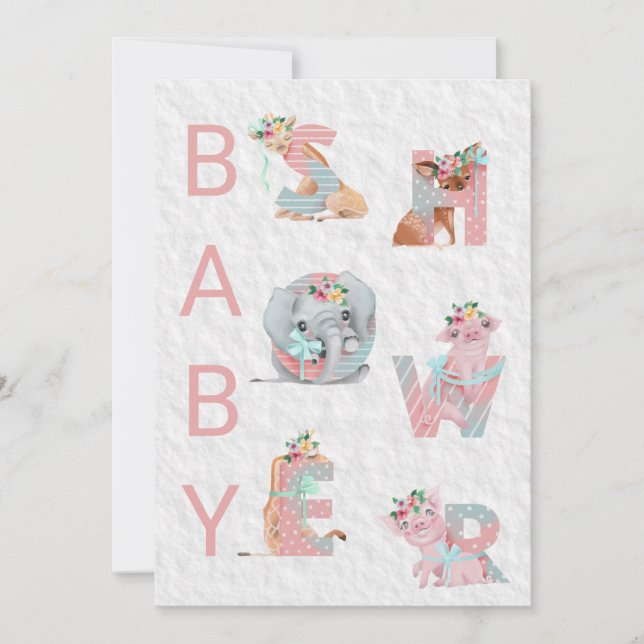 *~* Invitación de Baby Shower a las letras de anim (Anverso)