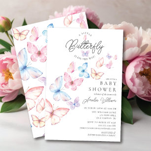 Invitación de Baby Shower a las mariposas capricho