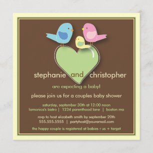 Invitación de Baby Shower a las parejas de aves du
