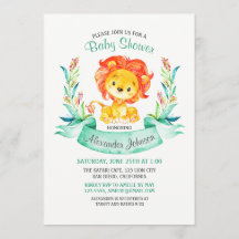 Invitación de Baby Shower a león acuarela