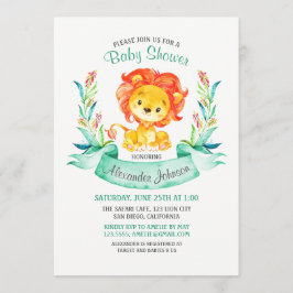 Invitación de Baby Shower a león acuarela