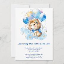 Invitación de Baby Shower a león acuarela