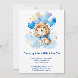 Invitación de Baby Shower a león acuarela