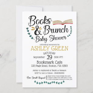 Invitación de Baby Shower a libros y Brunch