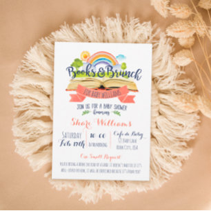 Invitación de Baby Shower a libros y Brunch