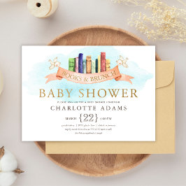 Invitación de Baby Shower a libros y Brunch