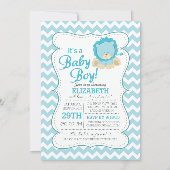 Invitación de Baby Shower a Lion Jungle Safari (Anverso)