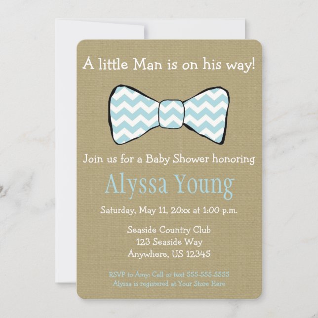 Invitación de Baby Shower a Little Man Bow Tie (Anverso)