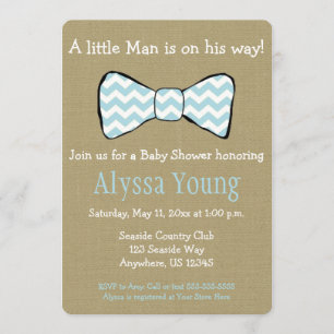 Invitación de Baby Shower a Little Man Bow Tie