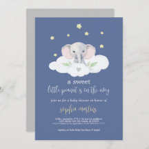 Invitación de Baby Shower a Little Peanut Elephant