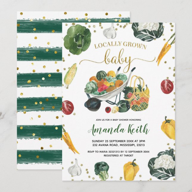 Invitación de Baby Shower a los agricultores (Anverso / Reverso)