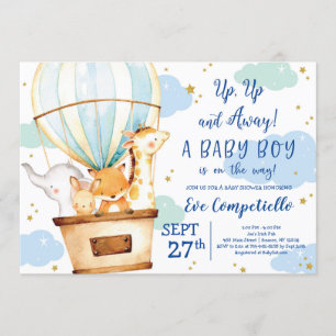 Invitación de Baby Shower a los animales de globo