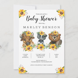 Invitación de Baby Shower a los animales de la hue