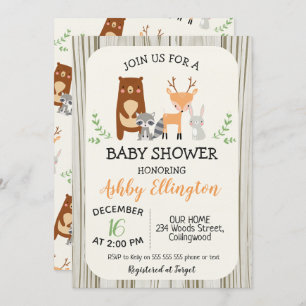 Invitación de Baby Shower a los animales de las ti