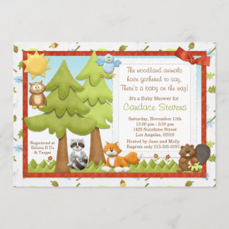 Invitación de Baby Shower a los animales de las ti