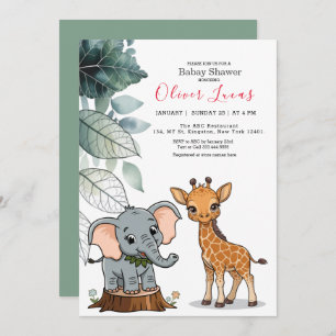 Invitación de Baby Shower a los animales de safari