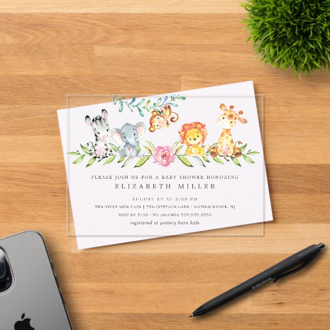 Invitación de Baby Shower a los animales de safari (Insitu (Tarjeta de Invitación))