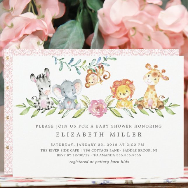 Invitación de Baby Shower a los animales de safari (Subido por el creador)