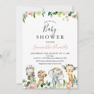 Invitación de Baby Shower a los animales de safari