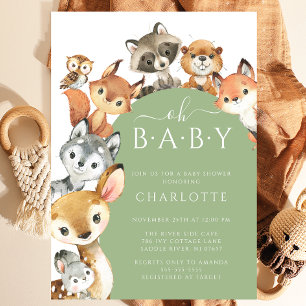 Invitación de Baby Shower a los animales de Woodla
