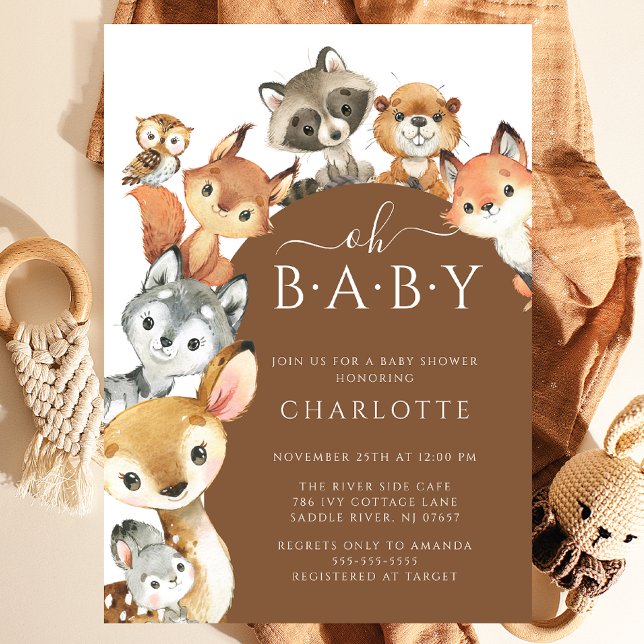 Invitación de Baby Shower a los animales de Woodla (Subido por el creador)